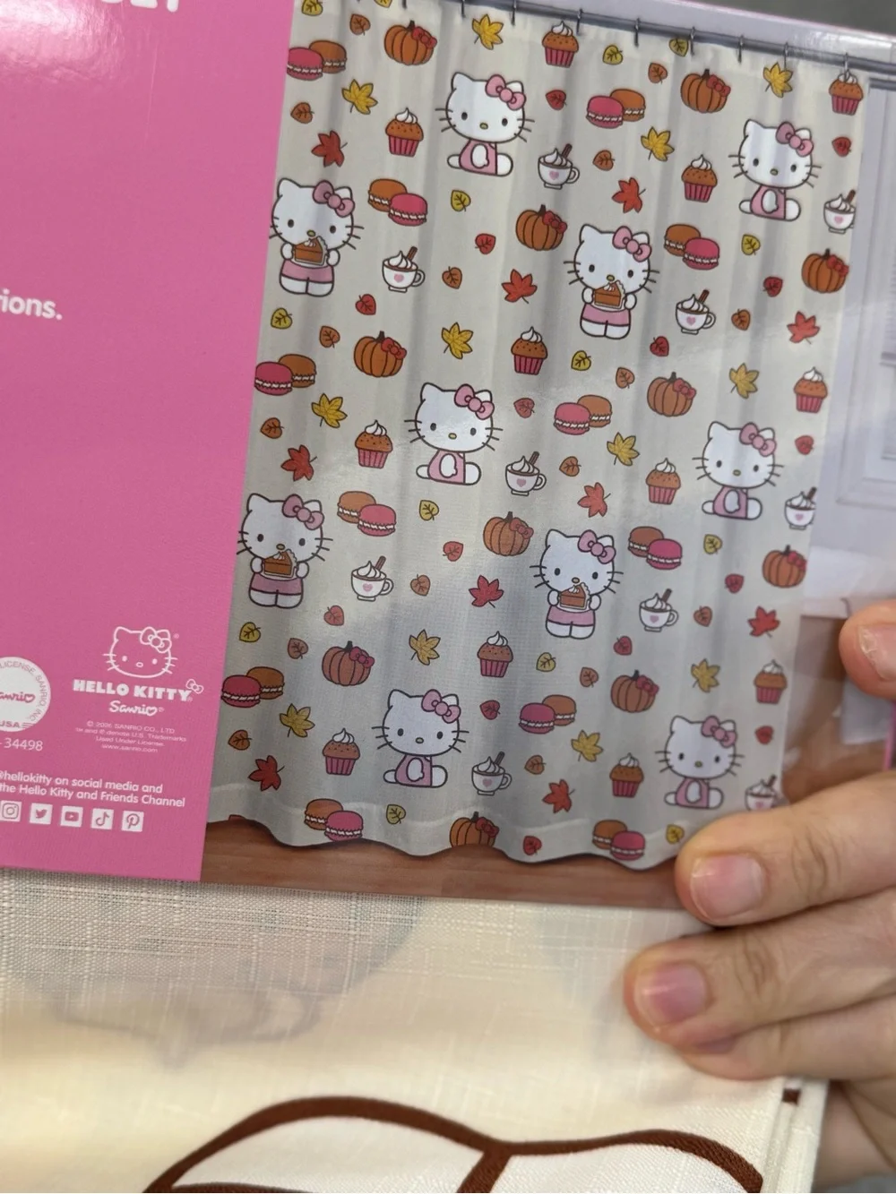 Hello Kitty Pink, Cream and Brown Bath Shower Curtain Set - 13pc